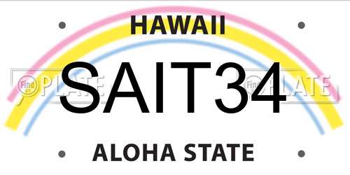 SAIT34 Hawaii License Plate