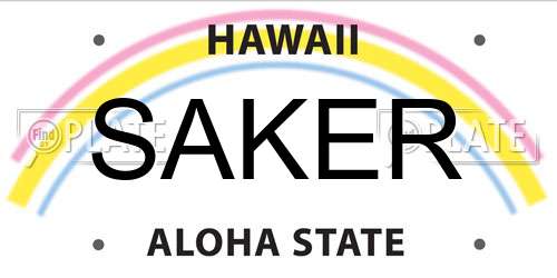 SAKER Hawaii License Plate