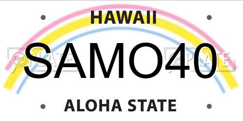 SAMO40 Hawaii License Plate
