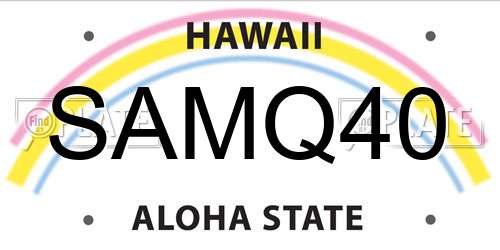 SAMQ40 Hawaii License Plate