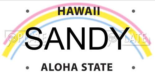 SANDY Hawaii License Plate