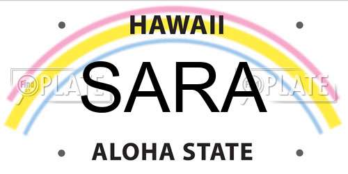 SARA Hawaii License Plate