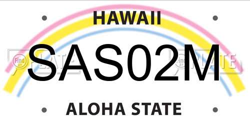 SAS02M Hawaii License Plate