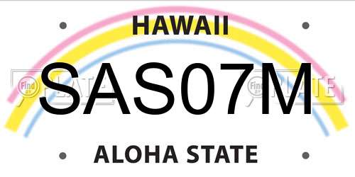 SAS07M Hawaii License Plate