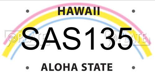 SAS135 Hawaii License Plate
