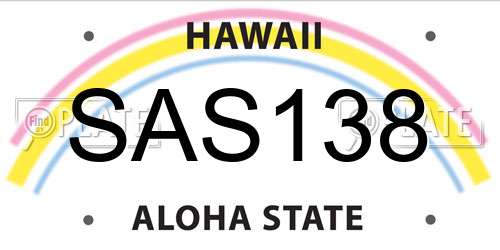 SAS138 Hawaii License Plate