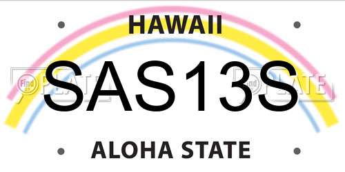 SAS13S Hawaii License Plate