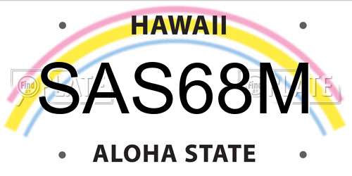 SAS68M Hawaii License Plate