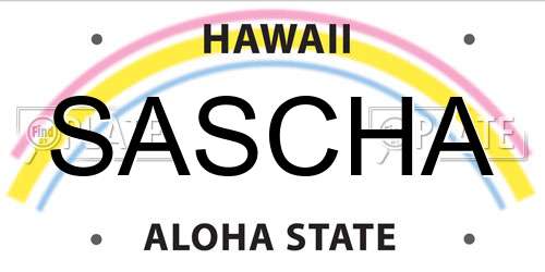 SASCHA Hawaii License Plate
