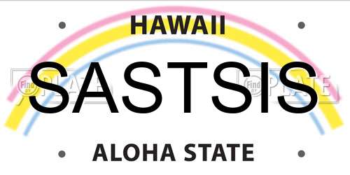 SASTSIS Hawaii License Plate
