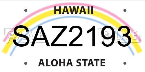 SAZ2193 Hawaii License Plate