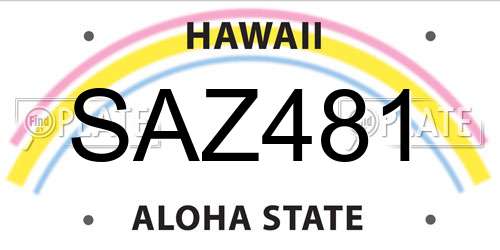 SAZ481 Hawaii License Plate