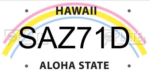 SAZ71D Hawaii License Plate