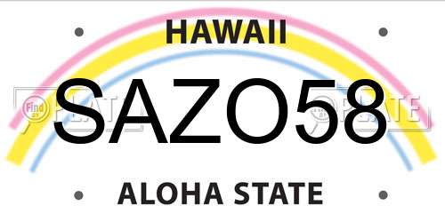 SAZO58 Hawaii License Plate