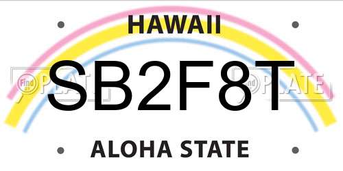 SB2F8T Hawaii License Plate