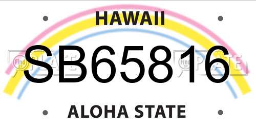 SB65816 Hawaii License Plate