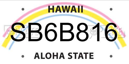 SB6B816 Hawaii License Plate