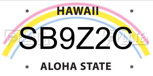 SB9Z2C Hawaii License Plate
