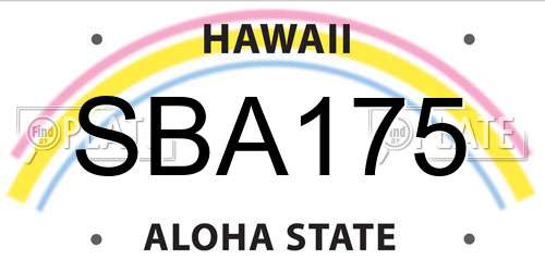 SBA175 Hawaii License Plate
