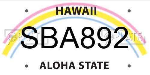 SBA892 Hawaii License Plate