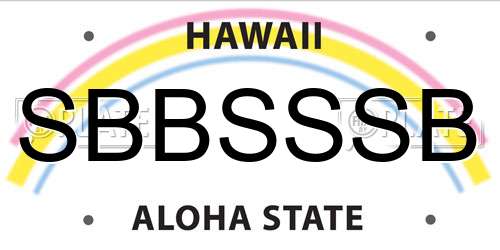 SBBSSSB Hawaii License Plate