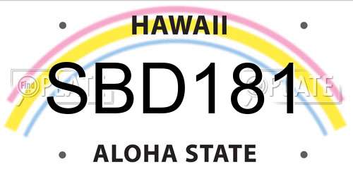 SBD181 Hawaii License Plate