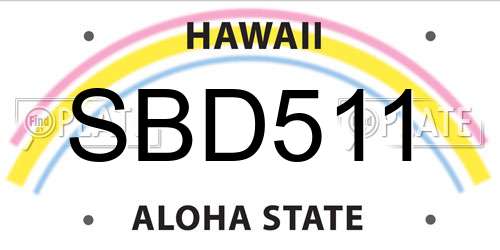 SBD511 Hawaii License Plate