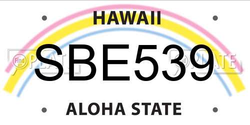 SBE539 Hawaii License Plate