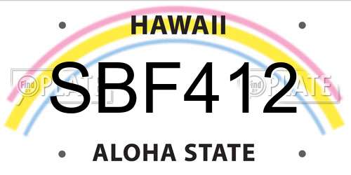 SBF412 Hawaii License Plate