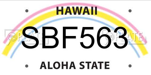 SBF563 Hawaii License Plate