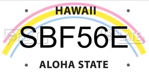 SBF56E Hawaii License Plate