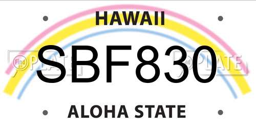 SBF830 Hawaii License Plate