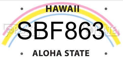 SBF863 Hawaii License Plate