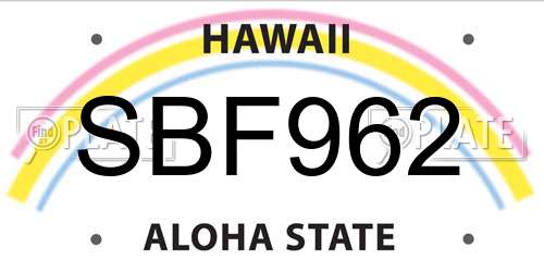 SBF962 Hawaii License Plate