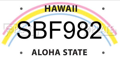 SBF982 Hawaii License Plate
