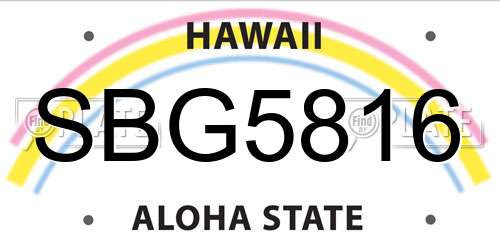 SBG5816 Hawaii License Plate