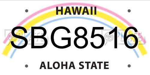 SBG8516 Hawaii License Plate