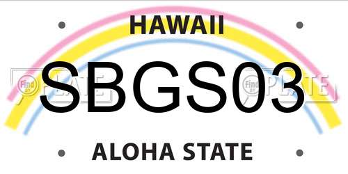 SBGS03 Hawaii License Plate