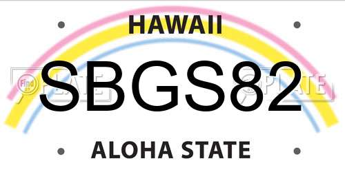 SBGS82 Hawaii License Plate