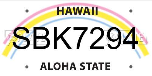 SBK7294 Hawaii License Plate