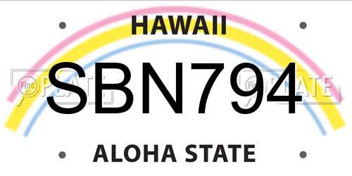 SBN794 Hawaii License Plate