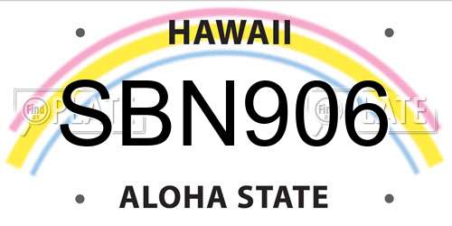 SBN906 Hawaii License Plate