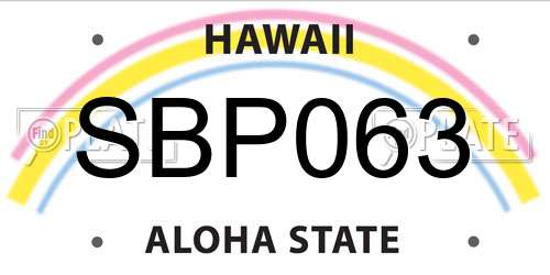 SBP063 Hawaii License Plate