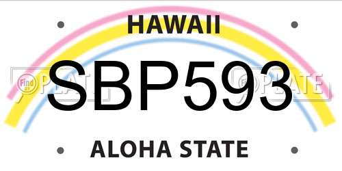 SBP593 Hawaii License Plate