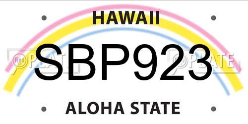 SBP923 Hawaii License Plate
