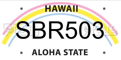 SBR503 Hawaii License Plate