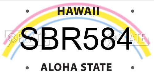 SBR584 Hawaii License Plate