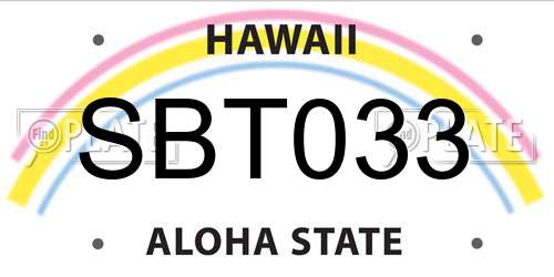 SBT033 Hawaii License Plate