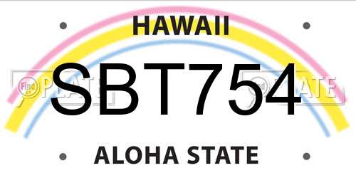SBT754 Hawaii License Plate