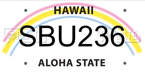SBU236 Hawaii License Plate